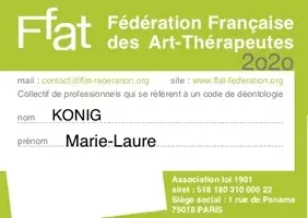 Carte d'adhérente de la Ligue Professionnelle d'Art-Thérapie au nom de Marie-Laure König, un gage de déontologie et de sérieux pour l'école C.A.T®.