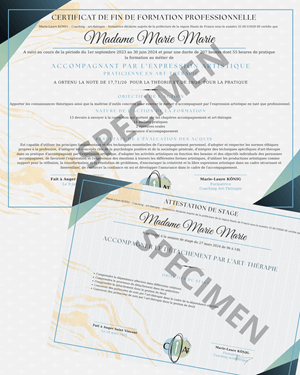 Formation certifiante et certificat de stage coaching art therapie