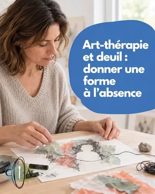 Image representant une femme dessinant pour illustrer l article art therapie et deuil donner une forme a l absence